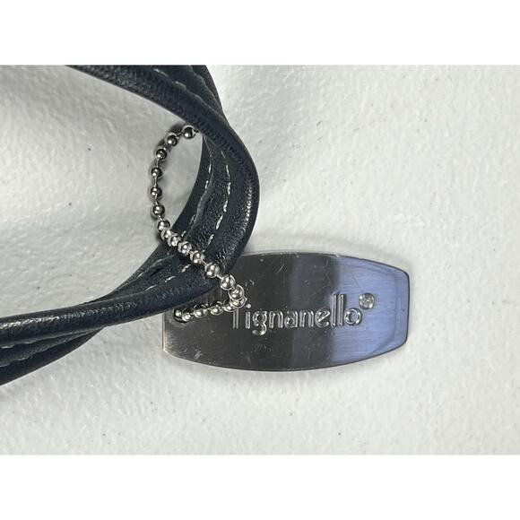 Tignanello Leather Backpack Black Bag Flap Over Zip Shoulder Straps Travel Purse - Picture 12 of 16